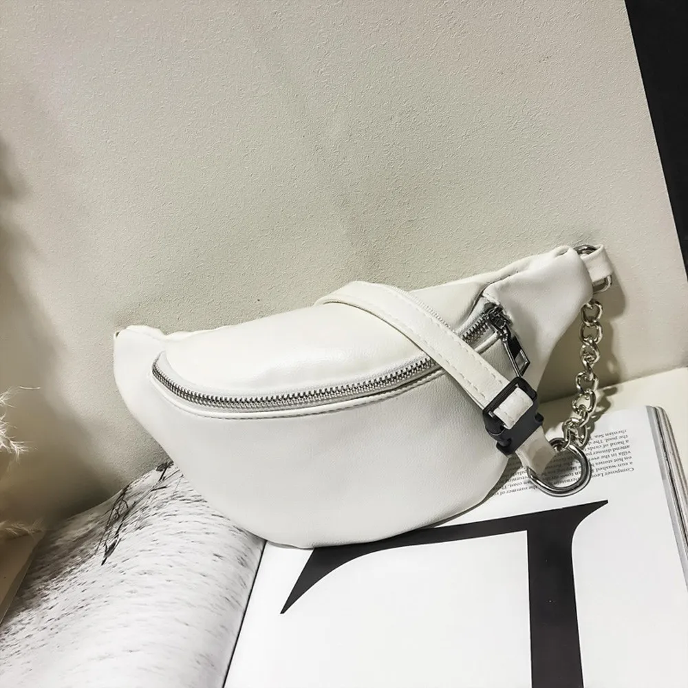 

Casual Chain Lychee Leather Fanny Pack Waist Bag Antitheft Women Walking Shopping Band Belt Multi-function Bag #T10