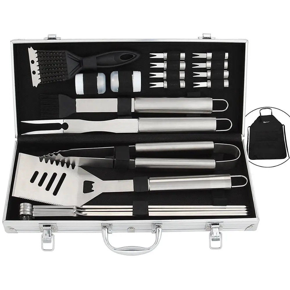 ROMANTICIST 21pc Stainless Steel BBQ Grill Tool Set Outdoor Barbecue
