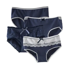 4 шт./лот, женские трусики, хлопковые трусы с кружевным краем, женское нижнее белье, женское сексуальное нижнее белье, женские трусы, дышащие трусики черного цвета
