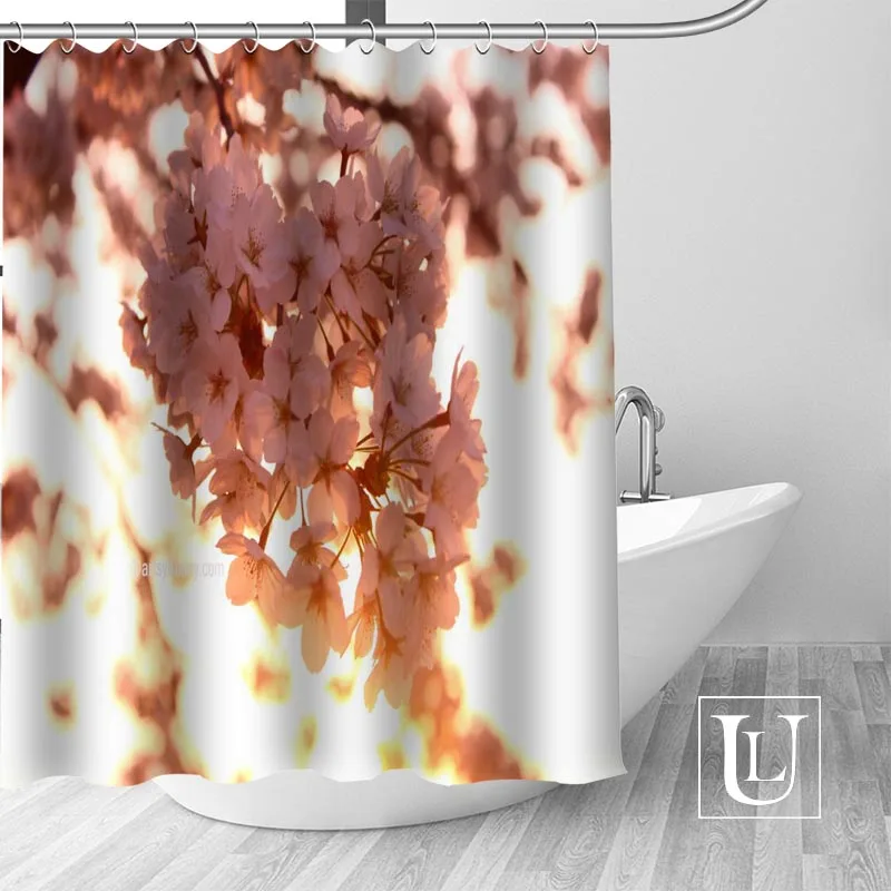 Высокое качество на заказ вишневые цветы занавески для душа полиэстер ткань занавески с крючками для ванной комнаты плесени устойчивый декор для ванной комнаты - Цвет: Shower Curtain