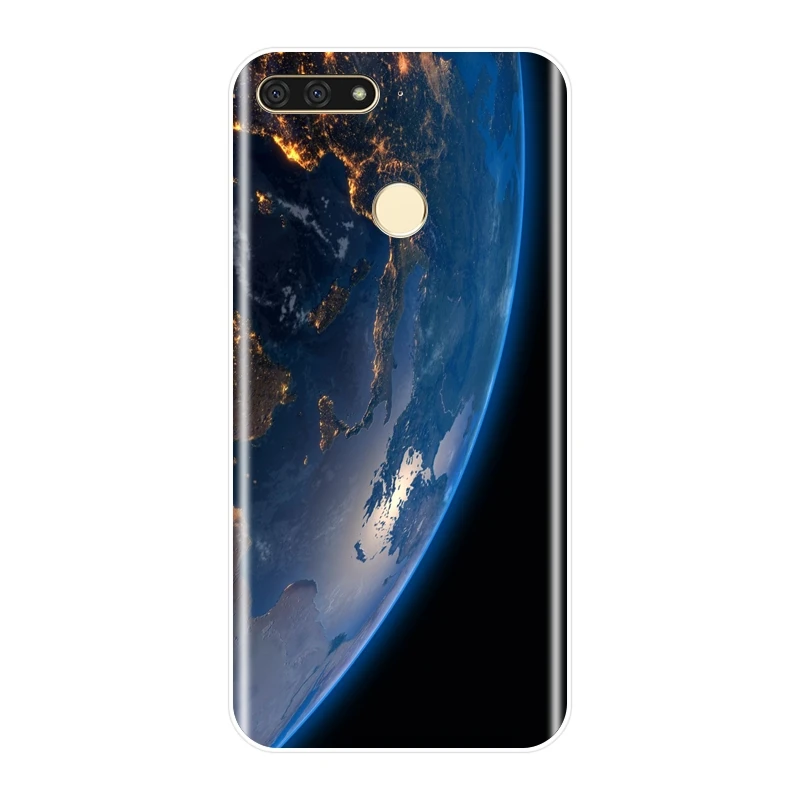 Чехол для телефона Space Earth Blue huawei Y5 Y6 Y7 Prime 2017 2018 Y9 2019 Мягкая силиконовая задняя