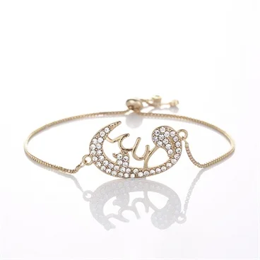 Классические популярные модели милый мусульманский Религиозный браслет в виде сердца для женщин Eid al-Fitr moon stars Ювелирные изделия Подарки - Окраска металла: KC gold 4
