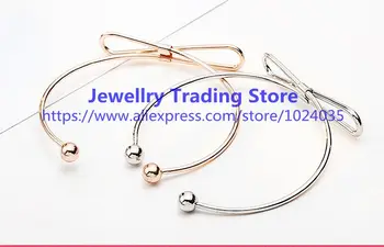 

200pcs/lot Rose Gold Bowknot Metal Bracelet New Alloy Opening Line Style Cuff Bangle Bracelets for Hot Sale Women Jewelry