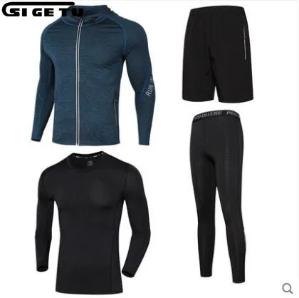 

New Sports Clothes Suits 4PCS Men's Gym Clothing Running Compression Tights Set Fitness Workout Jogging Suits Tracksuits