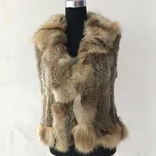 Высококачественный Женский вязаный жилет из натурального меха кролика длинный женский зимний помпон из натурального меха натуральный кроличий мех/толстый теплый