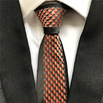 

Unique Designer Men Fashion Skinny Ties Casual Party Meeting Necktie Stylish with Geometric Pattern