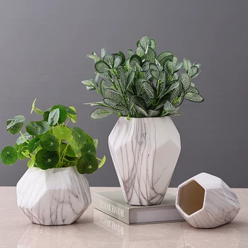 

Europe Marble Ceramic Vase dried flower container Tabletop flower vase flower vases for homes vase for wedding decorate