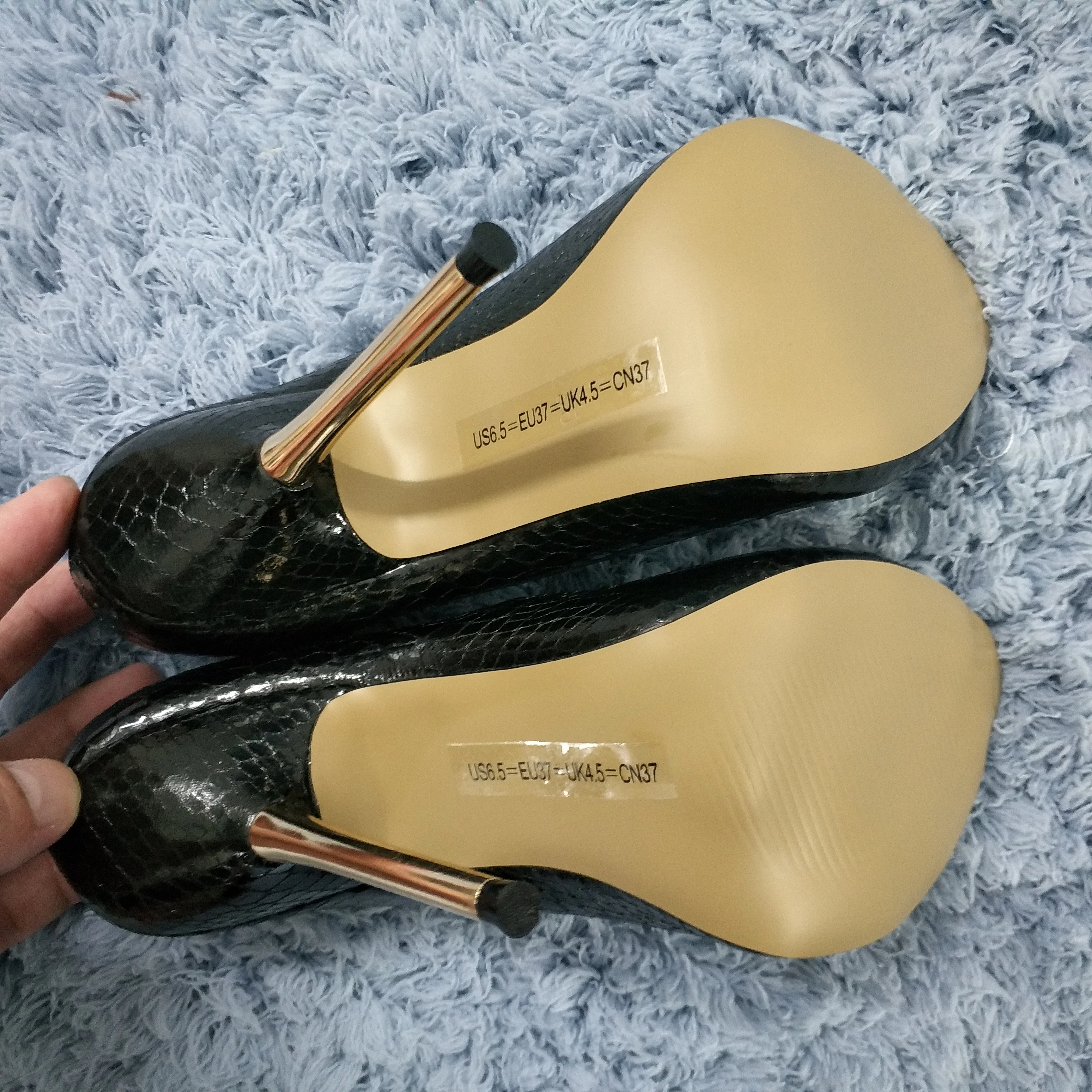 Women Stiletto Thin Iron High Heel Pumps Sexy Peep Toe Black Snakeskin Fashion Party Bridal Ball Lady Shoes 3845-a13