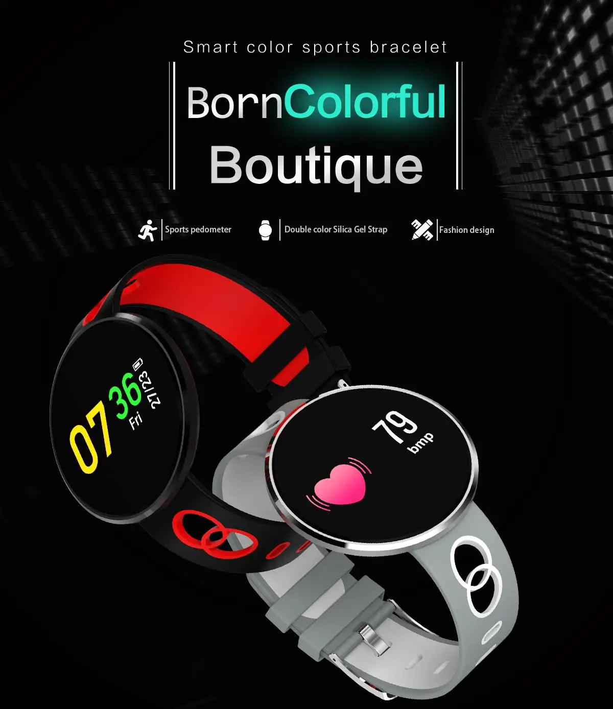 Bakeey CF006H 0.96 IPS Color Screen Blood Oxygen Pressure Heart Rate Monitor Pedometer Smart Watch
