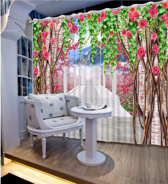 Schone Blackout 3d Vorhange Rose Design Erweitern Die Raum Romische