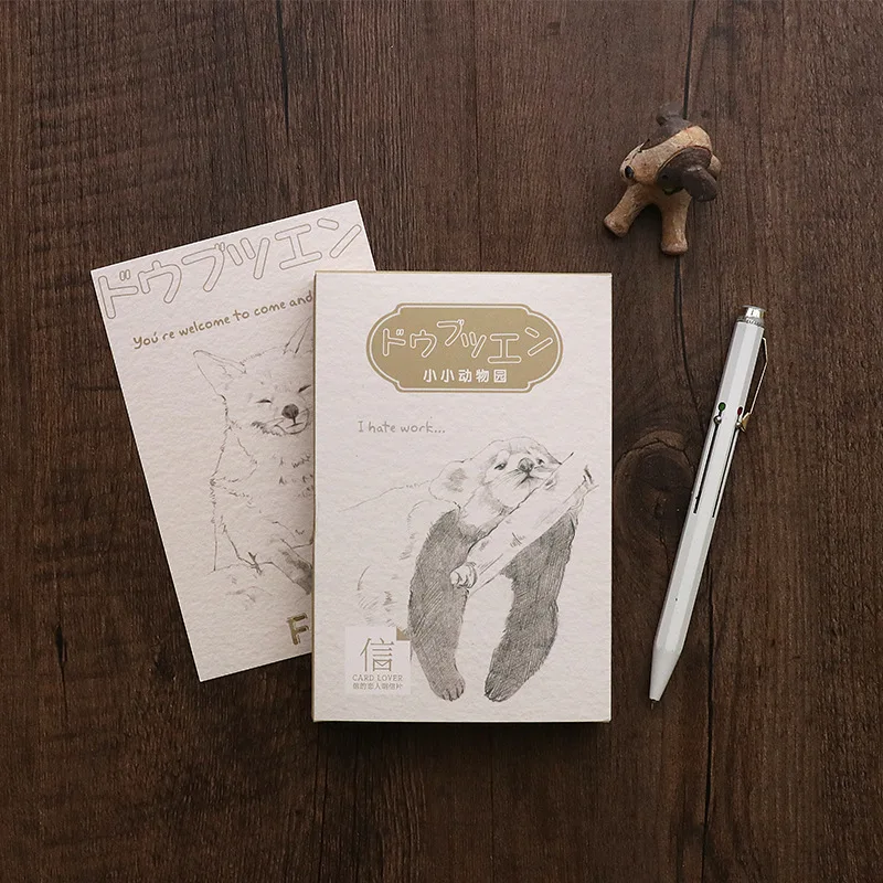 

3 set/1 lot Cartoon Zoo Greeting Card Postcards Birthday Bussiness Gift Card Set Message Card