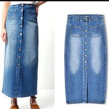 Женская уличная длинная джинсовая юбка макси с завышенной талией, открытая юбка с оборками, женские юбки s falda vaquera larga jupe femme