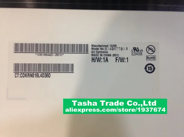 

B140XTT01.0 With TOUCH Digitizer for Toshiba Satellite u850T Matrix LCD Screen LED Display Original New