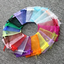 500 шт сумка-кисет из органзы 5x7 7x9 9x12 10x15 см Рождество/Свадьба/День рождения ювелирные изделия/Подарочная упаковка Сумки на шнурке