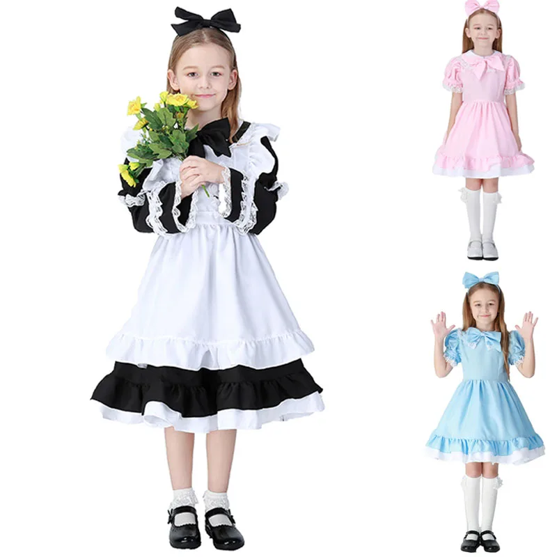 4 12Y Cute Princess Alice Maid Costume For Kid Girls Lolita French ...