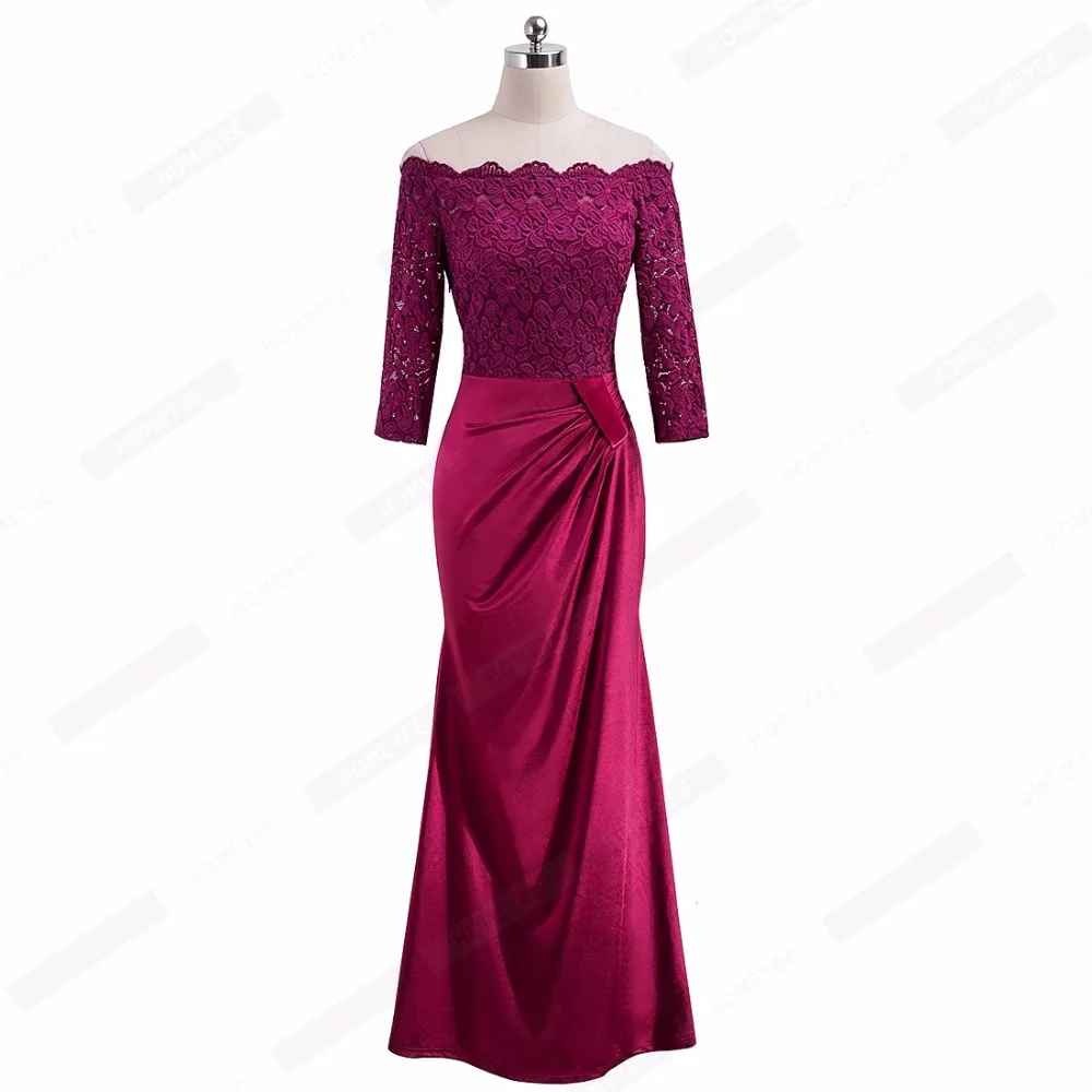 Женское элегантное блестящее атласное длинное платье макси с вырезом лодочкой, Драпированное классическое цветочное кружевное вечернее платье EA029