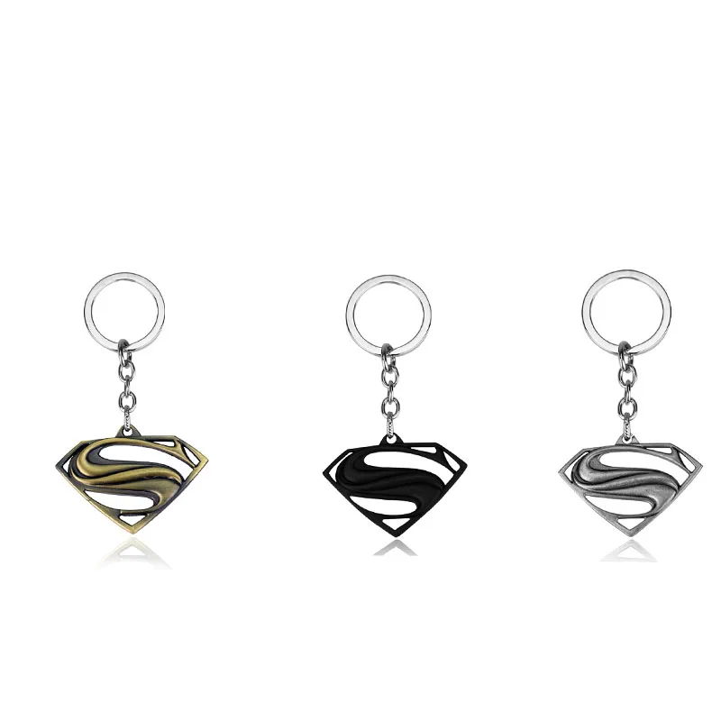 

Super Hero Marvel movie Superman Keychain 3 Colors Movie Key Rings Holder For Gift Chaveiro Car Key Chain Men Jewelry Souvenir