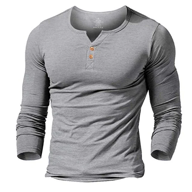 MUSCLE ALIVE men's henley tshirt fitted dress sleeve shirt for men ...