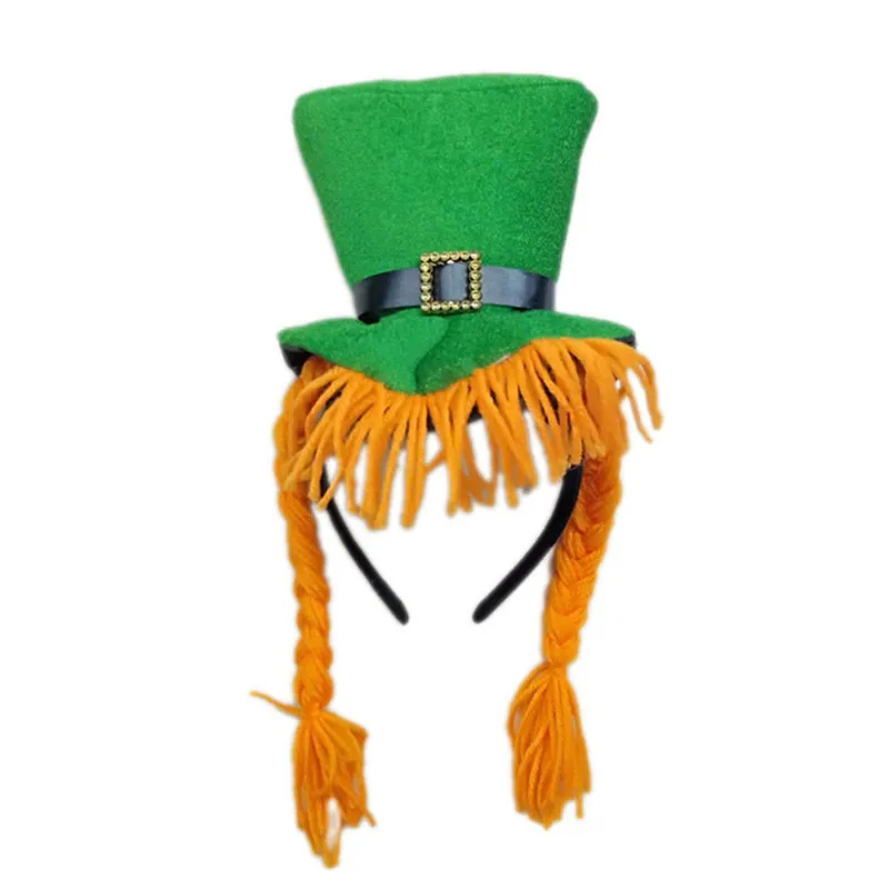 

2019 St. Patricks Day Hat Costume Green Leprechaun Top Hat And Beard Patricks Day Hat