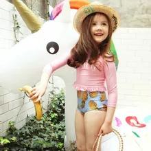 От 18 до 24 месяцев, длинные рукава, Солнцезащитный принт, шорты для девочек, купальный костюм для младенцев, Милый Falbala Nifty, 2 предмета, купальник