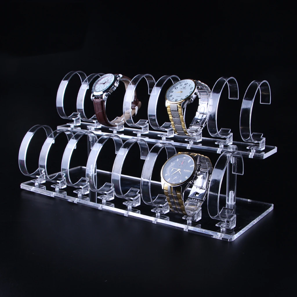 

Acrylic 2-Tier Jewelry Wrist Watch Displays Rack Holder Show Case Stand