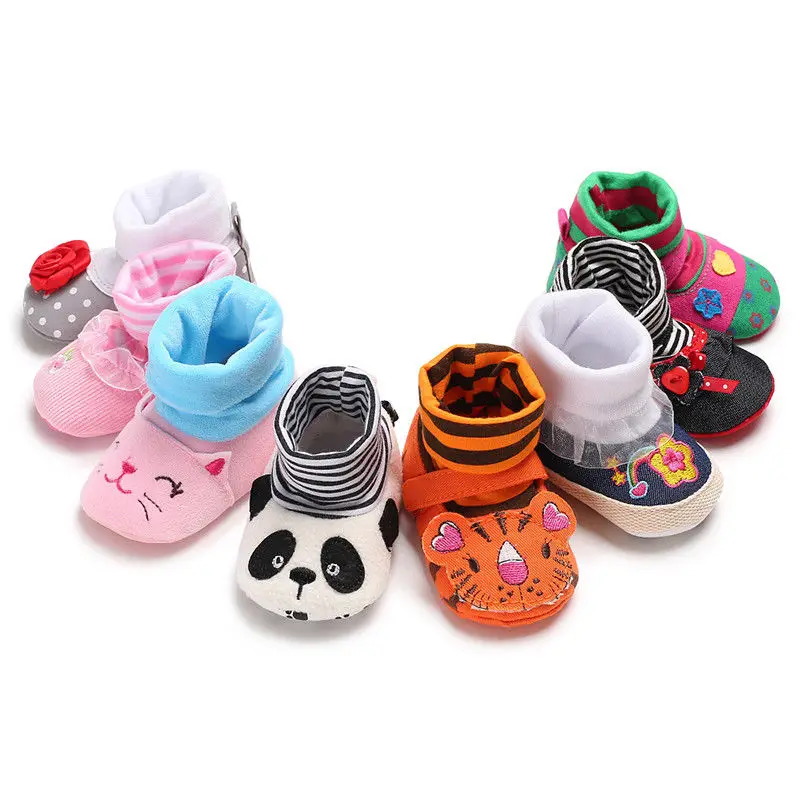 

New Arrival Toddler Cute Animal Crib Shoe Infant Baby Boy Girl Soft Cartoon Anti-Skid Newborn Baby Booties Sock Slipper Shoes