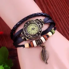 High Quality Genuine Leather Vintage Watch Women bracelet Wrist Watch D7553