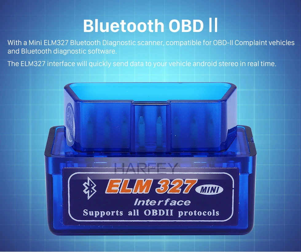 Harfey OBD OBD2 Мини ELM327 V1.5 Bluetooth считыватель кодов диагностический Автомобильный сканер инструмент для VW Chrysler Ford Mazada Nissan Toyota