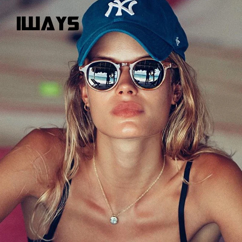 

Iways retro polarized sunglasses women men 2019 fashionable acetate round frame brand designer sun glasses UV400