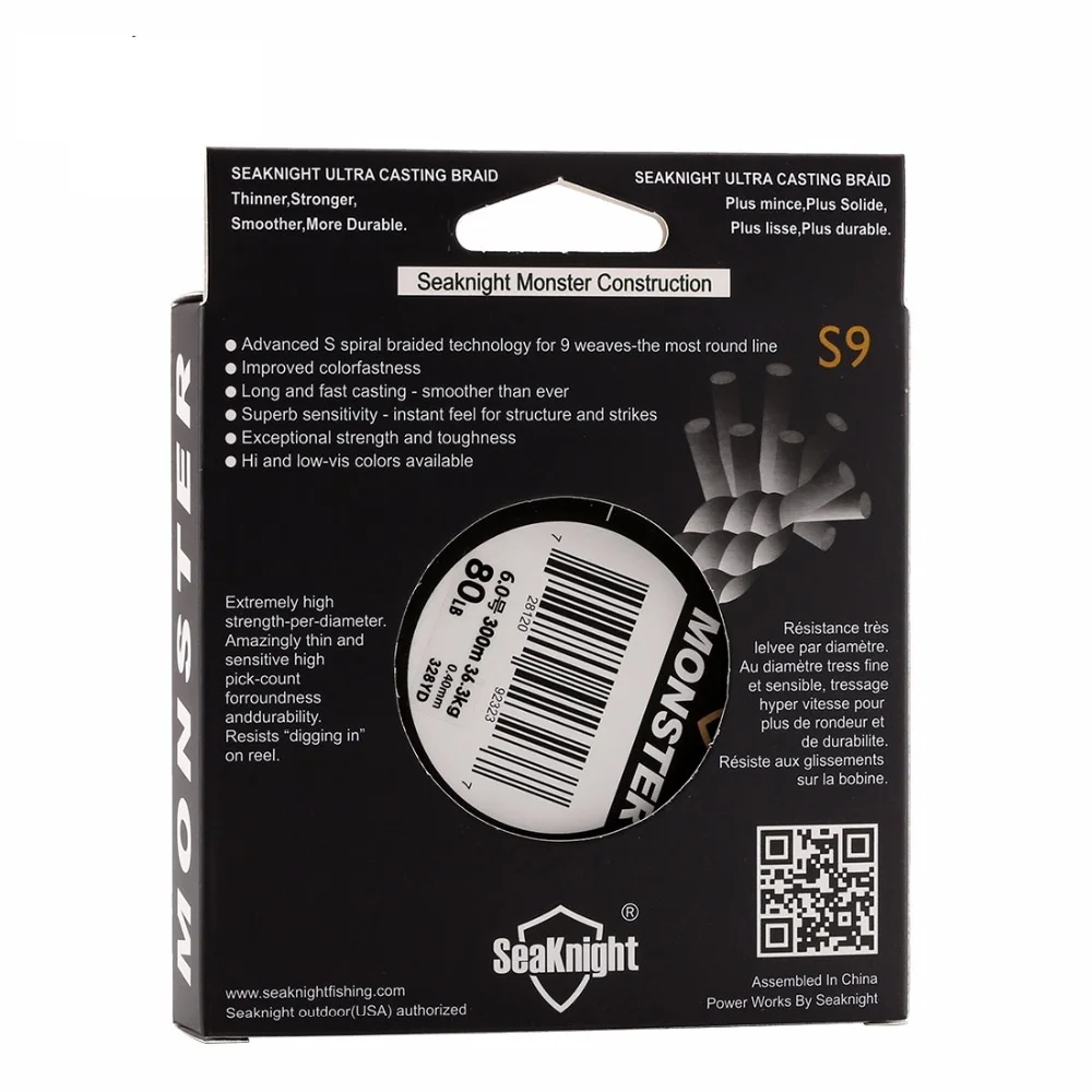 SeaKnight Monster S9 300 м плетеные рыболовные лески S спиральные Braide Tech. 9 нитей