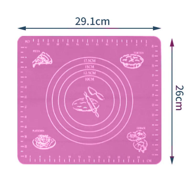 Платиновый силикон месильные коврики выпечка коврик для замеса теста клецки колодки амортизирующие прокладки антипригарные плиты для раскатывания теста доски - Цвет: Pink 29.1x26