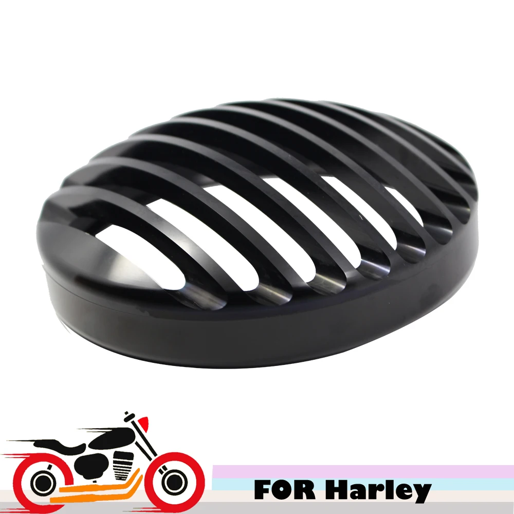 CNC Motorcycle 6.5" Headlight Grille Cover Black Head Lamp Grill Bezel