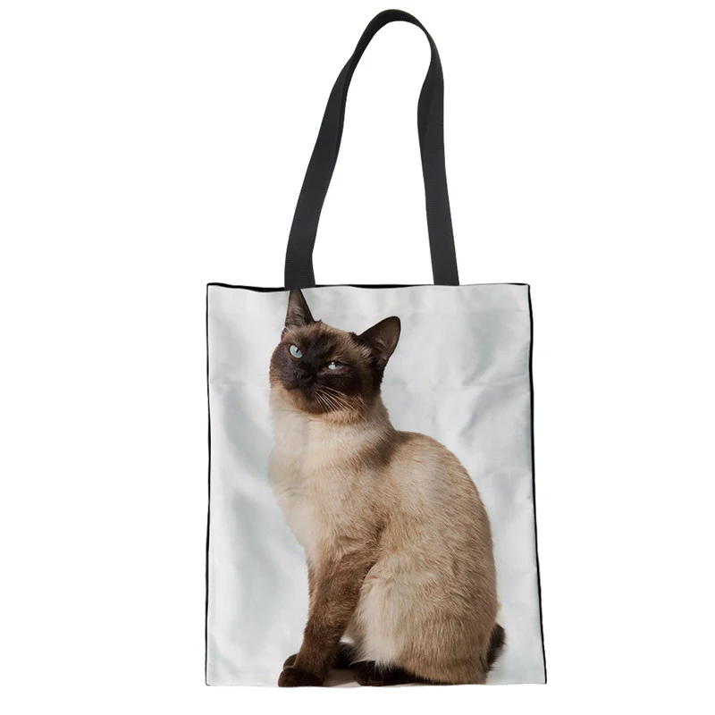 WHEREISART Яркая сумка для шоппинга Saco Compras Animal Siamese Cat женские матерчатые сумки хлопчатобумажная хозяйственная сумка на плечо - Цвет: LMF1270Z22
