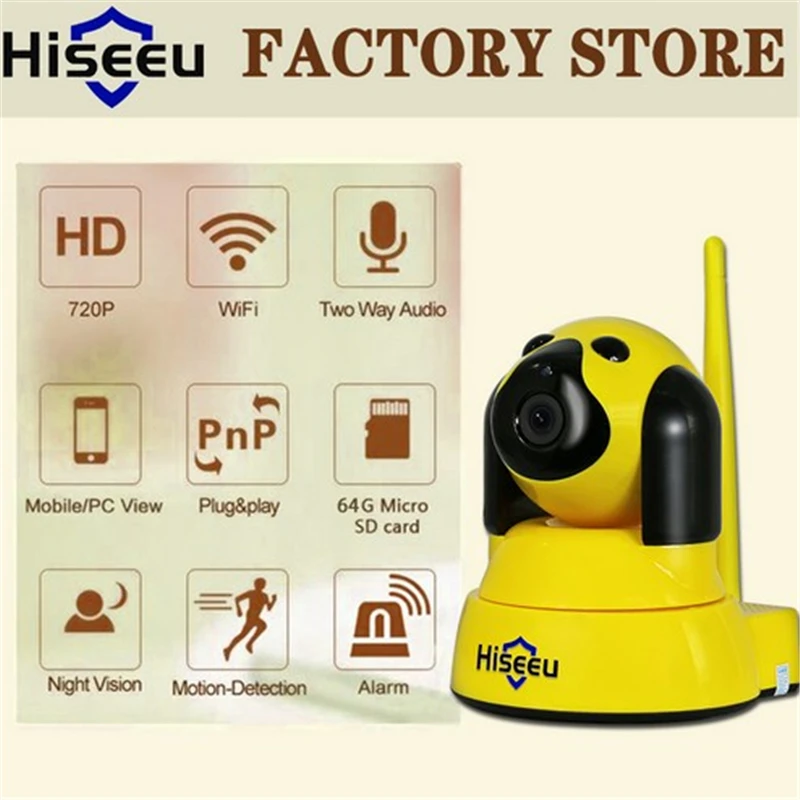 hiseeu Home Security IP Camera Wi-Fi Wireless Smart Dog wifi Camera Surveillance 720P IR Night Vision CCTV Indoor Baby Monitor