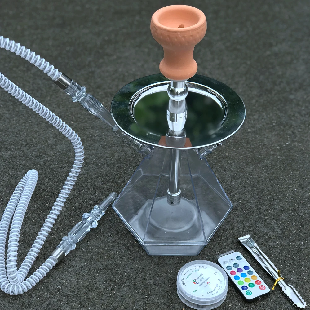 Прозрачный акриловый набор для кальяна светодиодный светильник для кальяна с чашей Cachimba, шланг, держатель для угля, металлические щипцы, инструмент для табака