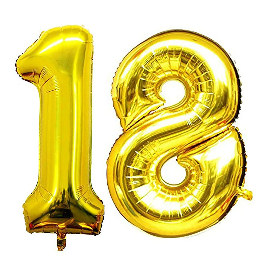 Шара с цифрой 18th день рождения 40 дюймов гигантский Фольга шар День рождения украшения комплект шаров d90404