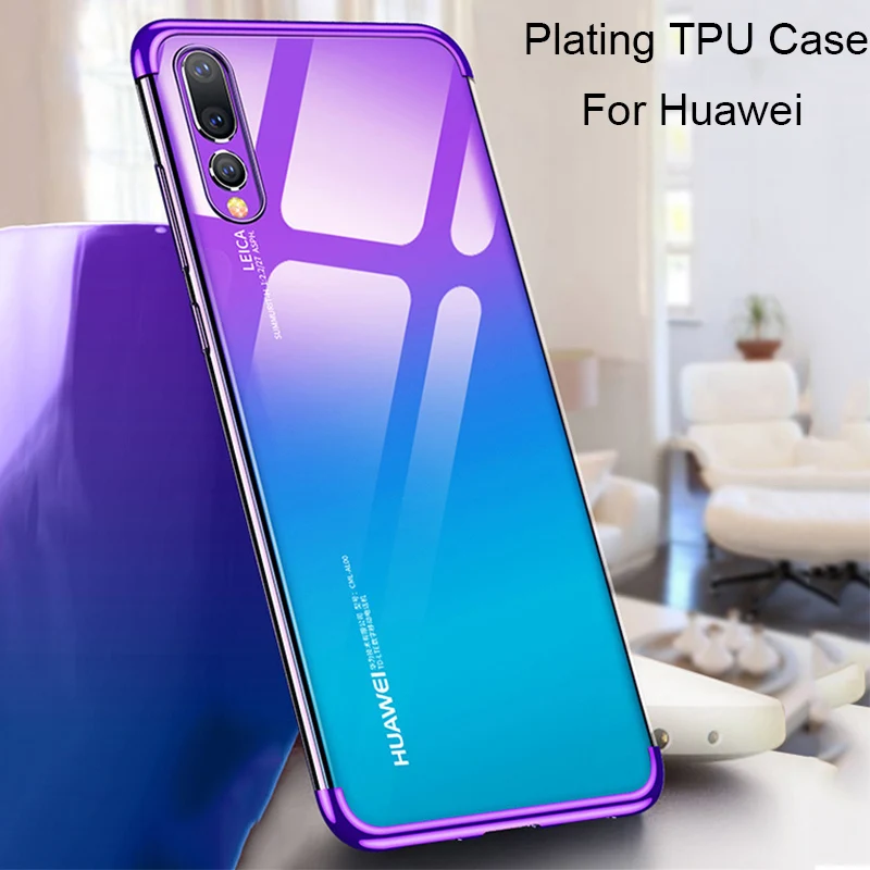 

Transparent Plating case for Huawei P30 Pro P30 Lite cases Ultra thin soft TPU electroplate case P Smart 2019 Y9 2019 Nova 4 8C