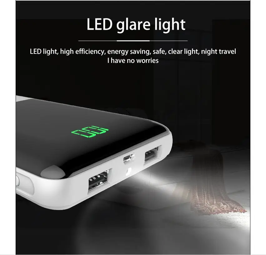 

power bank 20000mAh digital display mobile power large capacity power bank charging treasure For iphone6/7/8/X For xaiomi