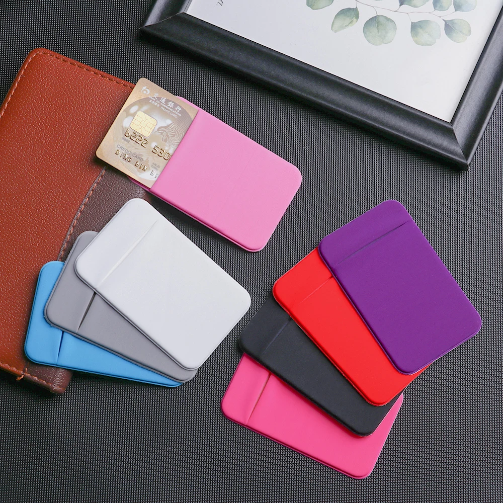 Fashion Elastic Stretch Lycra Adhesive Cell Phone ID Credit Card Holder Sticker Pocket Wallet Case Card Holder Fit most Phone