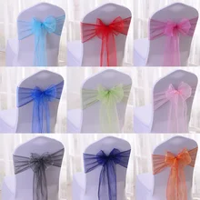 Шт./лот DIY Свадебные органзы крепежная створка стула полосы с вечерние бантом партии стул именинника украшения 17 цветов
