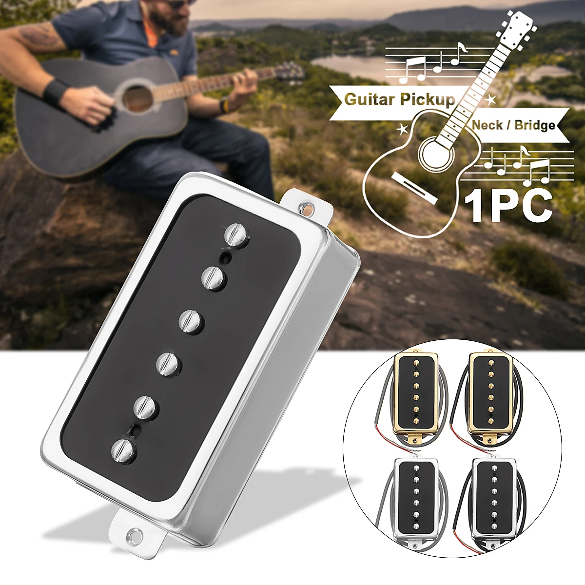 

Zebra 1PCS Vintage Alnico V Soapbar P90 Electric Guitar Pickup Humbucker Neck Bridge Guitar Parts and Accessories