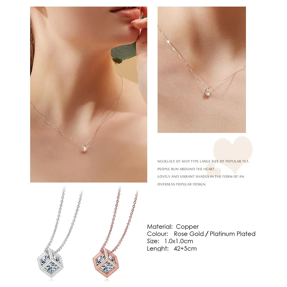 ZHOUYANG Necklaces & Pendants Jewelry For Women Silver Color Rose Gold Chain Jewellery Heart Necklace Cubic Zirconia Gift N388 - Image 3