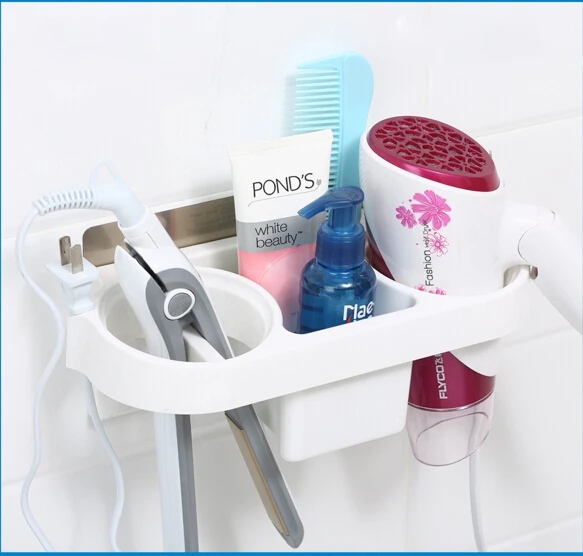 1 قطع البلاستيك تخزين الرف حامل المطبخ شفط الحمام الحائط الكهربائية الشعر الخشب الرقائقي مشط الشعر مجفف حامل عالية جودة