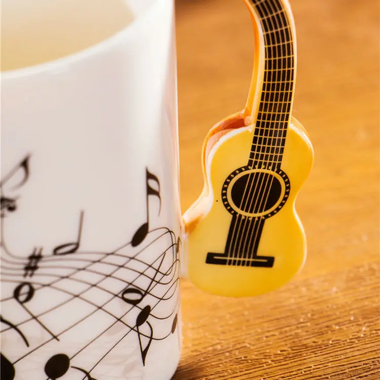 Creative Acoustic Guitar Ceramic Mugs  Cups Personality Music Note Milk Coffee Tea Cups Home Office Mugs Drinkware Novelty Gifts (4)