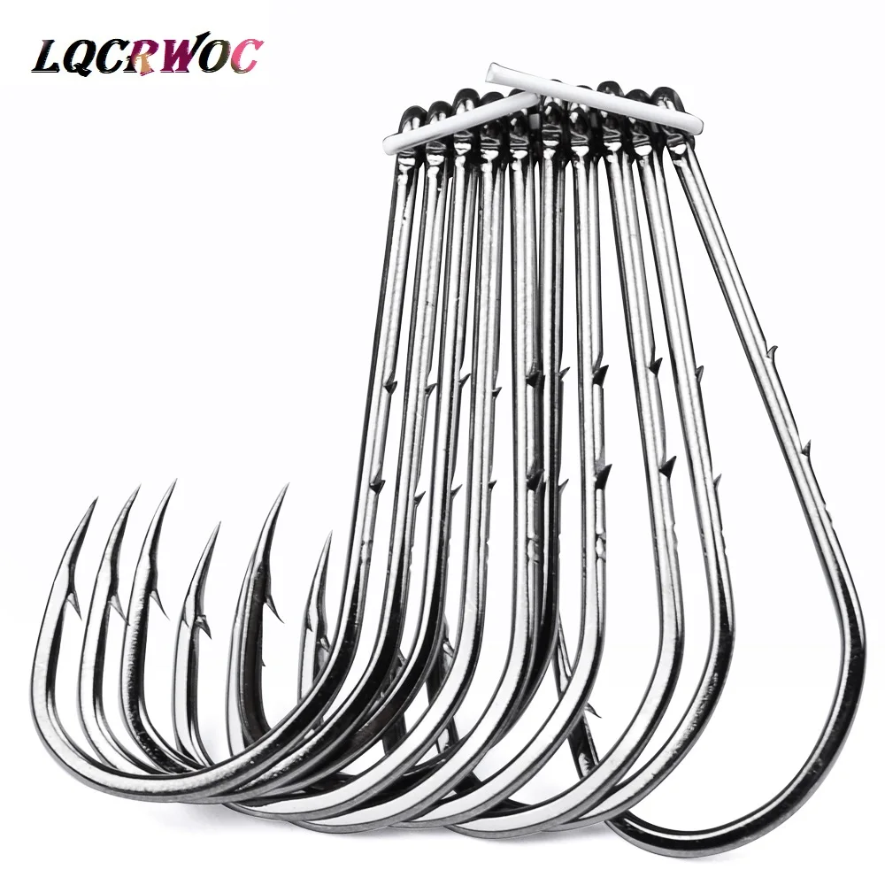 50pcs/lot fishing hooks Single hook saltwater carp fish jig open ring circle anzuelos de pesca With holes barbed treble string