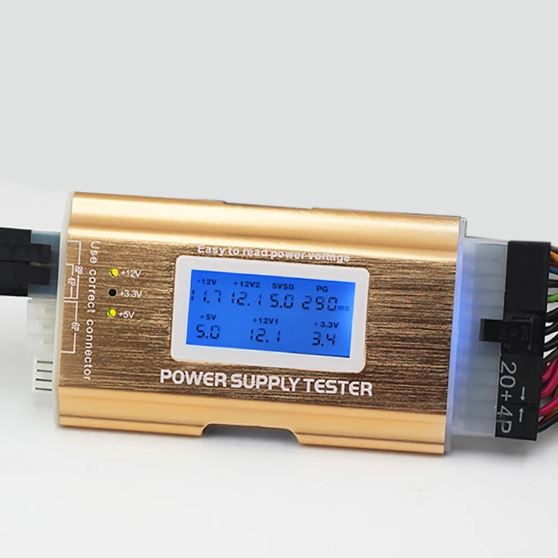 جديد الرقمية LCD الكمبيوتر PC امدادات الطاقة فاحص مدقق امدادات الطاقة atx 20/24 دبوس الكمبيوتر قياس اختبار تشخيصي