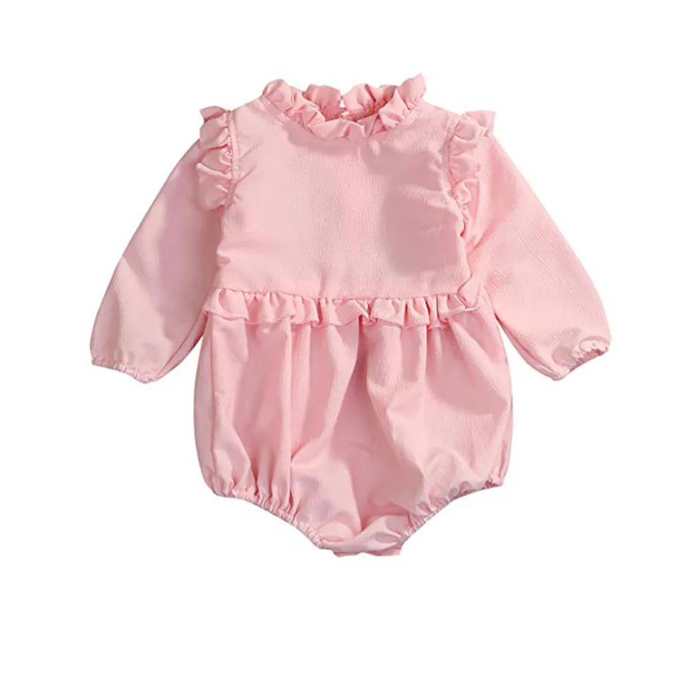 

Newborn Baby Girl Rompers Solid Ruffles Long Sleeve Romper Playsuit Autumn Winter Clothes Outfits Baby Jumpsuit