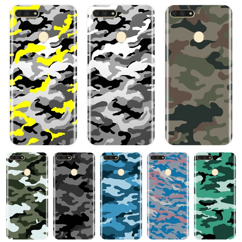 

Back Cover For Huawei Y5 Y6 Y7 Prime 2018 Y9 2019 Camouflage Military Men Silicone Phone Case For Huawei Y3 Y5 Y6 II Y7 2017 Pro
