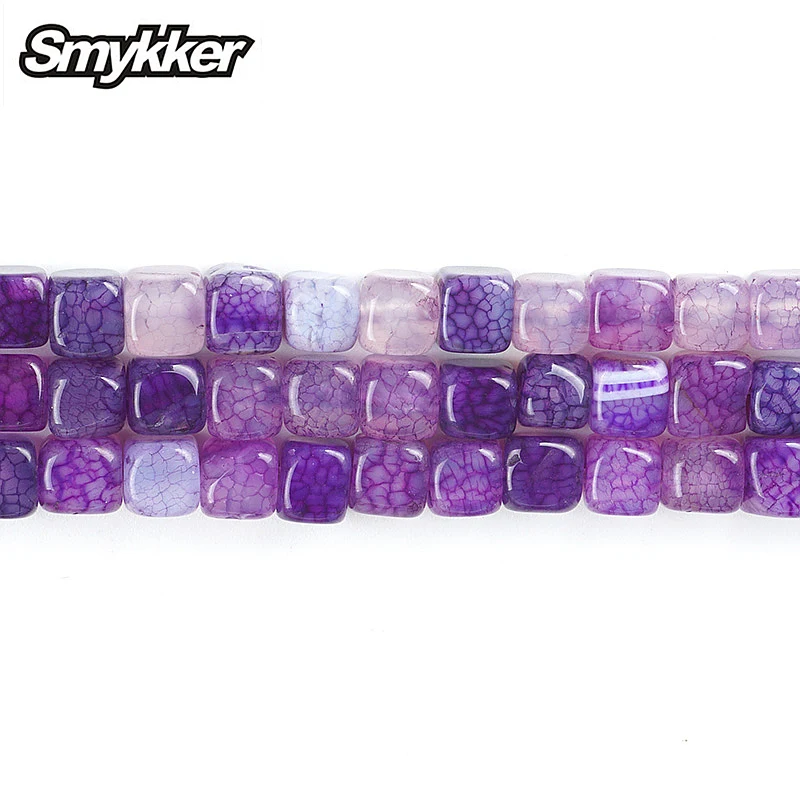 

New Purple Amethyst Stone Watermelon Red Agate Loose Beads Square Jelly Onyx 6mm Beads for Muslim Prayer Bracelet Jewelry Making