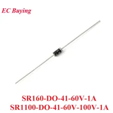 50 шт. SR160 SR1100 DO-41 выпрямительный диод Шоттки диод) мостиковый выпрямитель микросхемы 60 V 100 V 1A
